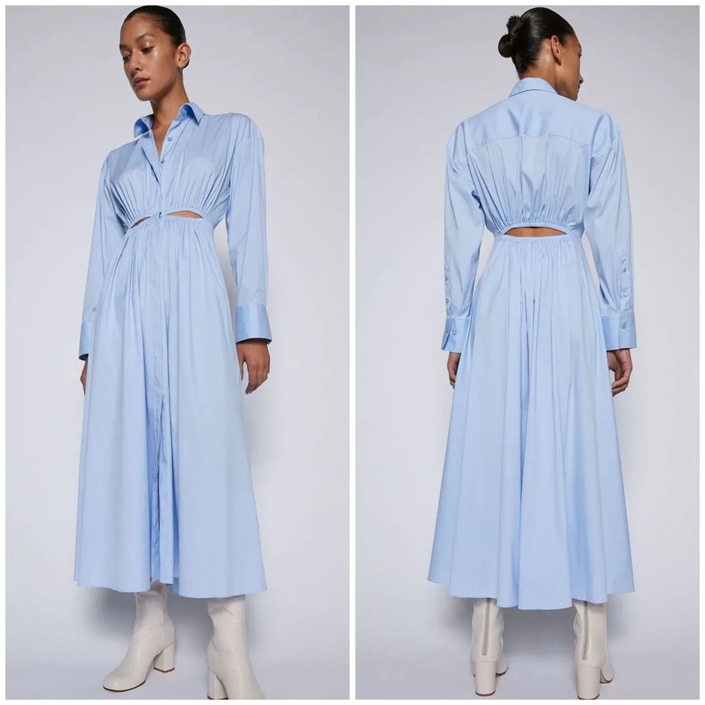 Scanlan Theodore Cotton Gathered Dress Pale Blue Size 2